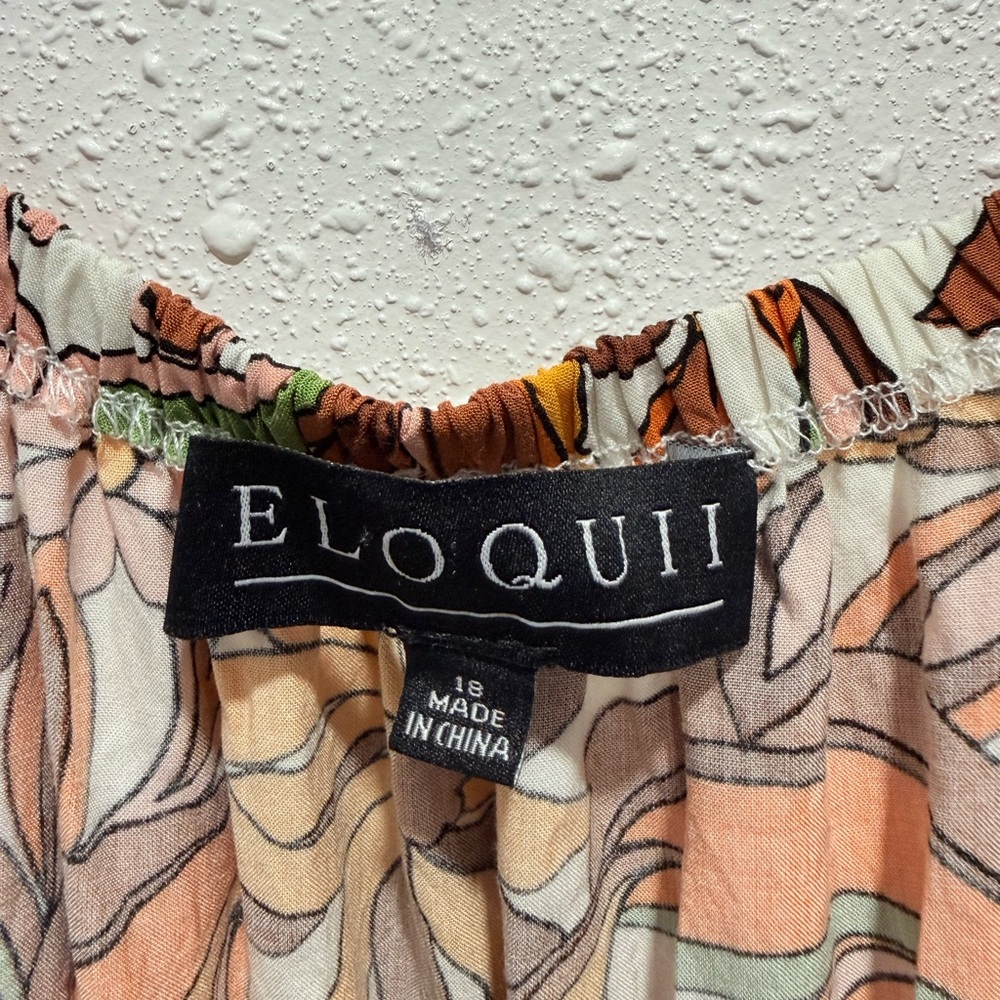 Eloquii Rust Floral Tie-Front Midi‎ Dress 18 - Picture 2 of 10